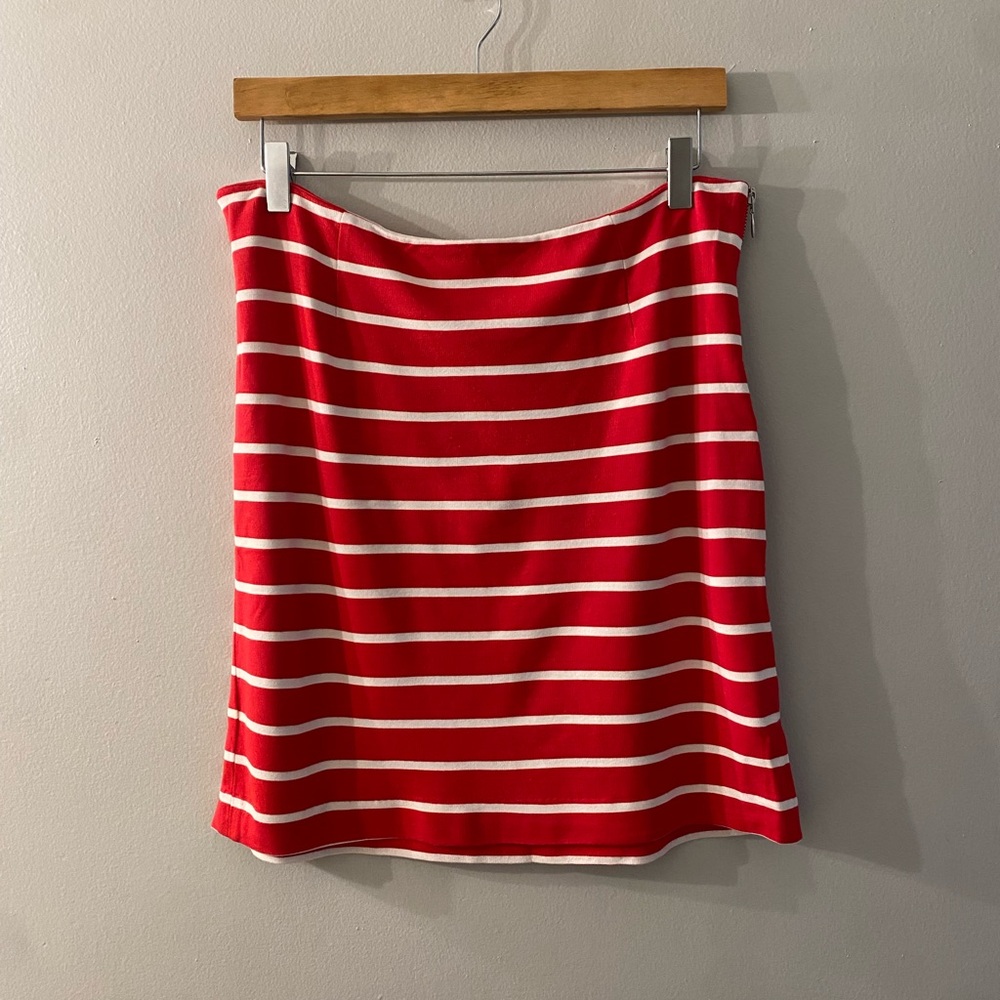Banana Republic Red and White Mini Pencil Skirt